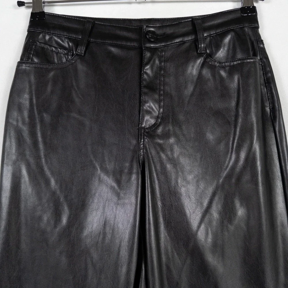 Dollhouse Pants 5/6 Black Faux Leather Straight Leg Y2K Grunge Streetwear Club